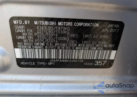 2017 Mitsubishi Outlander Sport Sel from USA, damaged, VIN JA4AP4AW6HZ066158